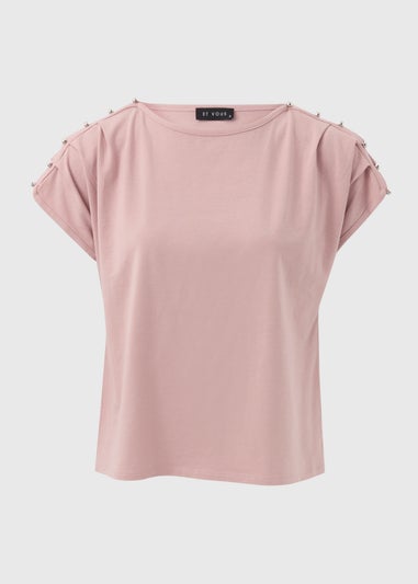 Et Vous Pink Stud Shoulder T-Shirt