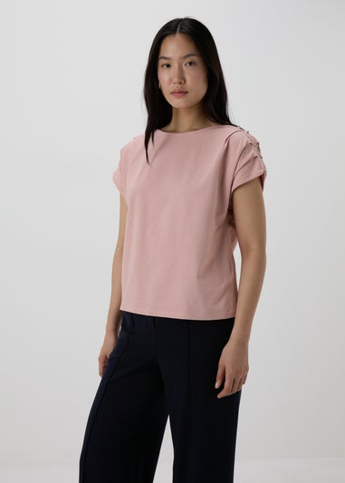 Et Vous Pink Stud Shoulder T-Shirt