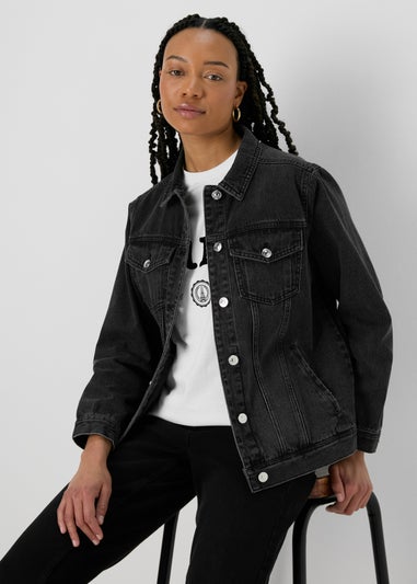 Black Wash Oversized Denim Jacket