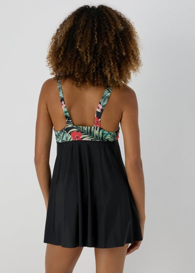 Black Floral Swimdress