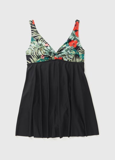 Black Floral Swimdress