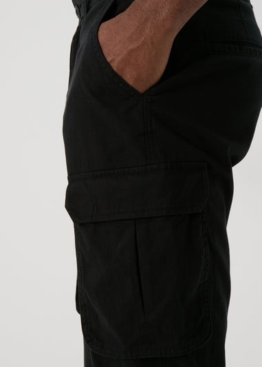 Black Drawcord Cargo Trousers