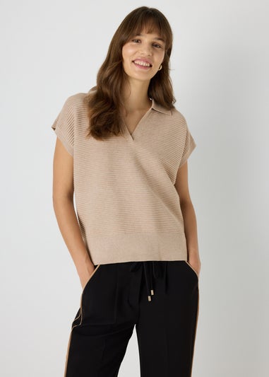 Et Vous Beige Knitted Sweater Vest