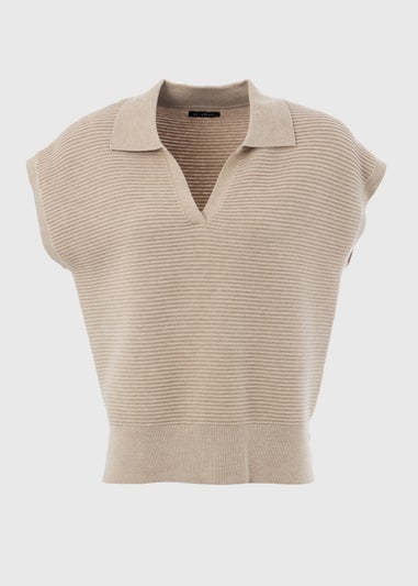 Et Vous Beige Knitted Sweater Vest