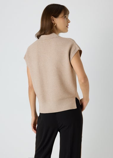 Et Vous Beige Knitted Sweater Vest