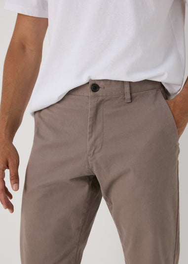 Brown Straight Fit Stretch Chinos