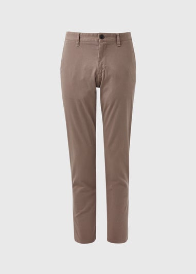 Brown Straight Fit Stretch Chinos