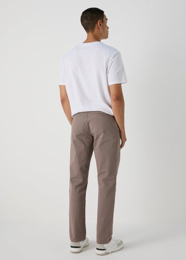 Brown Straight Fit Stretch Chinos