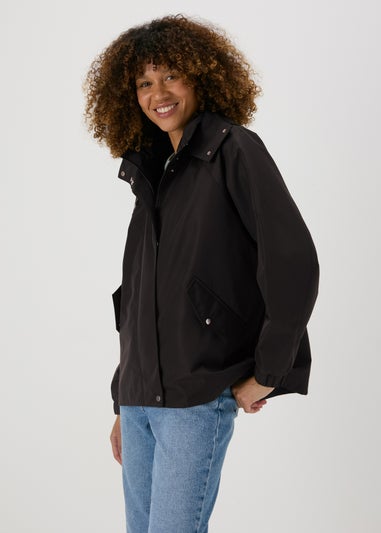 Black Mid Length Mac Coat