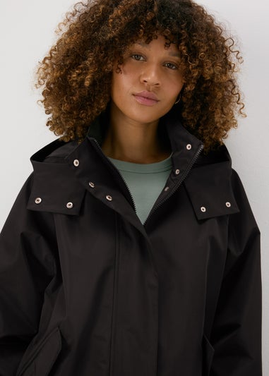 Black Mid Length Mac Coat