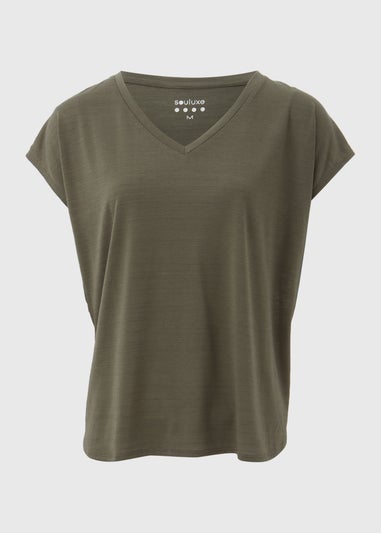 Souluxe Khaki V Neck T-Shirt