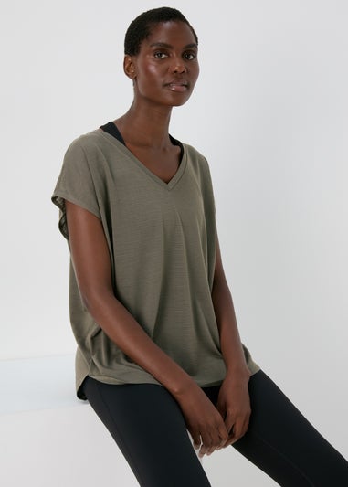 Souluxe Khaki V Neck T-Shirt