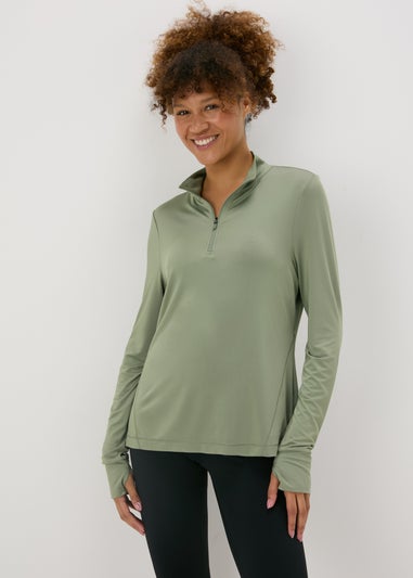 Souluxe Khaki Half Zip Top