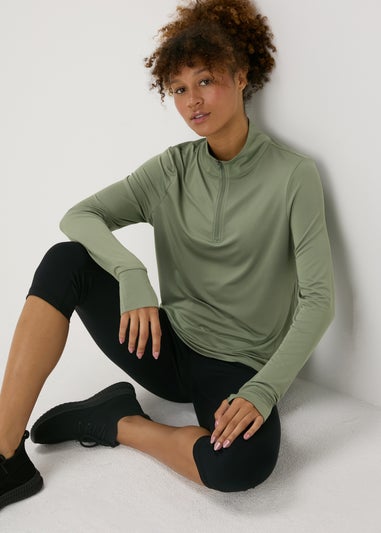 Souluxe Khaki Half Zip Top