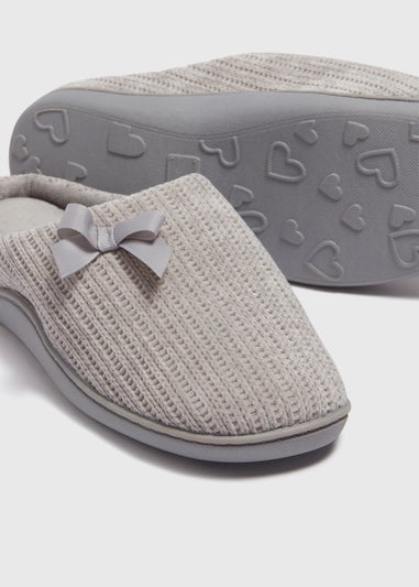 Grey Hidden Support Mule Slippers