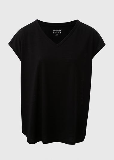 Souluxe Black V Neck T Shirt