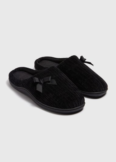 Black Hidden Support Mule Slippers