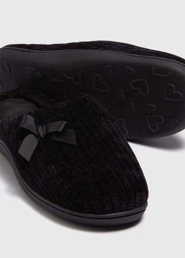 Black Hidden Support Mule Slippers