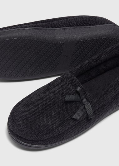 Black Full Velour Slippers