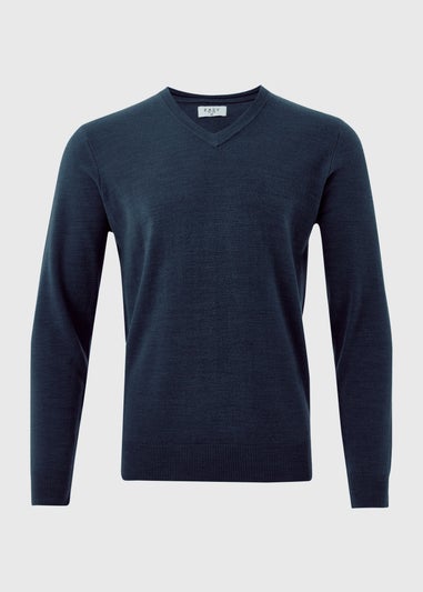 Blue Soft Touch V-Neck Jumper