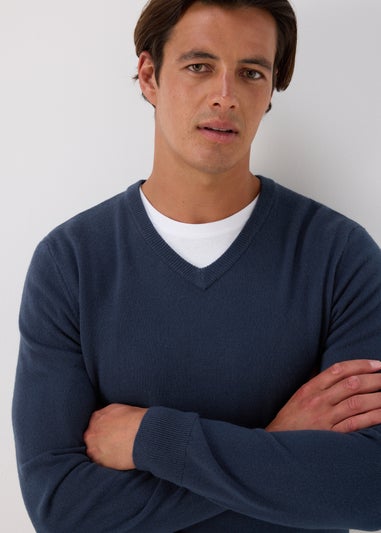 Blue Soft Touch V-Neck Jumper