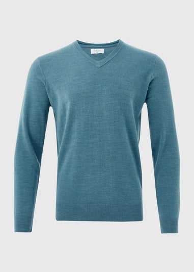 Blue Soft Touch V-Neck Jumper