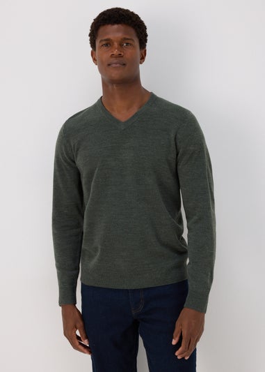 Khaki Soft Touch V Neck Jumper Matalan