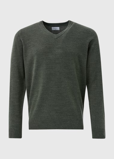 Khaki Soft Touch V-Neck Jumper