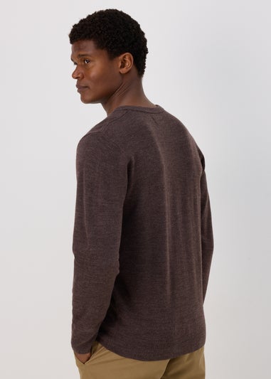 Brown Soft Touch V-Neck Jumper