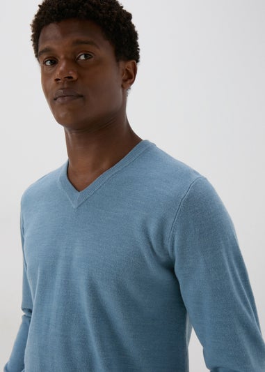 Blue Soft Touch V-Neck Jumper