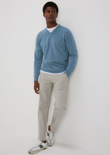 Blue Soft Touch V-Neck Jumper