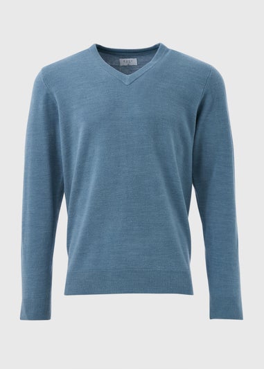 Blue Soft Touch V-Neck Jumper