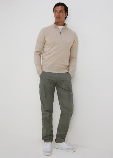 Stone 1/4 Zip Knit Jumper