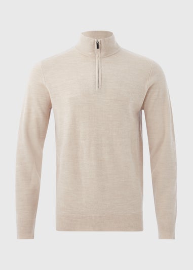 Stone 1/4 Zip Knit Jumper