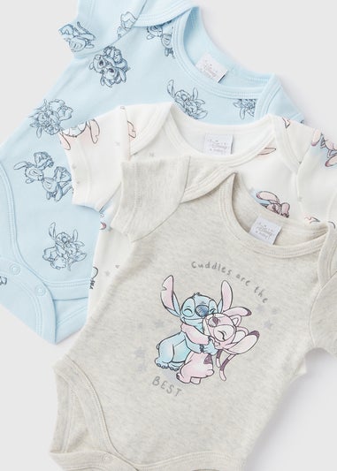 Disney 3 Pack Baby Cream Stitch Bodysuits (Newborn-18mths)