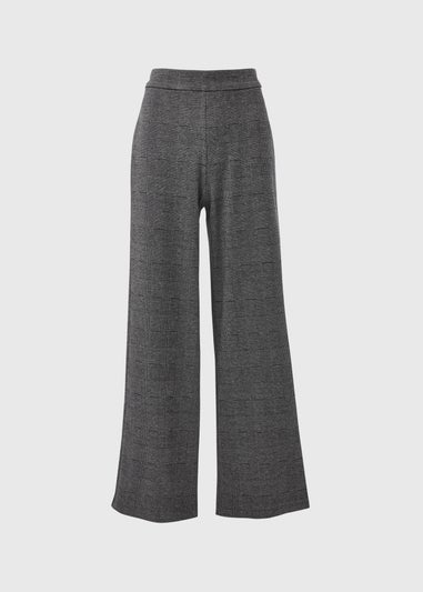 Et Vous Grey Check Ponte Wide Leg Trousers