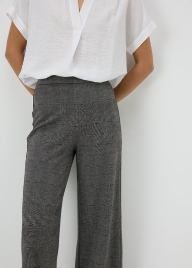 Et Vous Grey Check Ponte Wide Leg Trousers