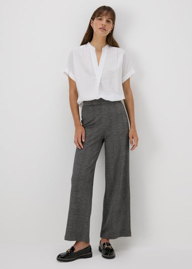 Et Vous Grey Check Ponte Wide Leg Trousers