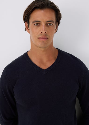 Navy V-Neck Cashmilon Jumper