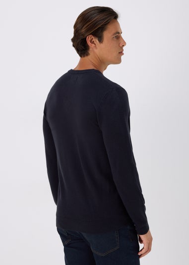 Navy V-Neck Cashmilon Jumper