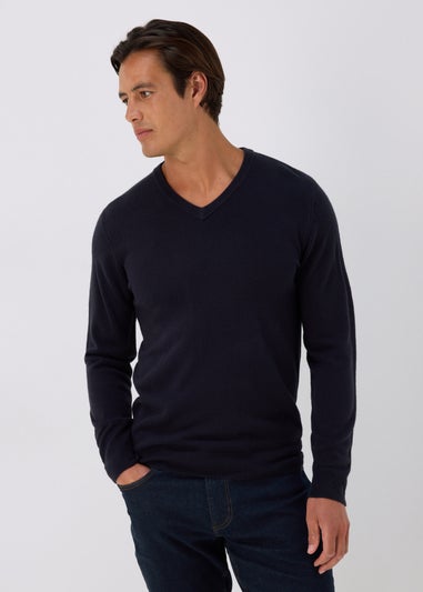 Navy V-Neck Cashmilon Jumper