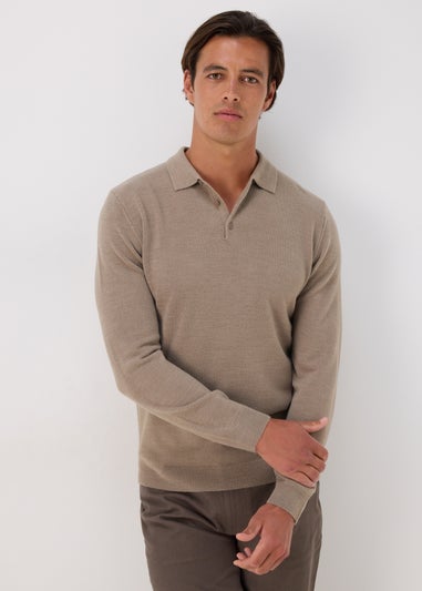 Taupe Knitted Polo Shirt