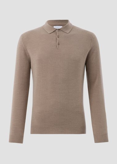 Taupe Knitted Polo Shirt