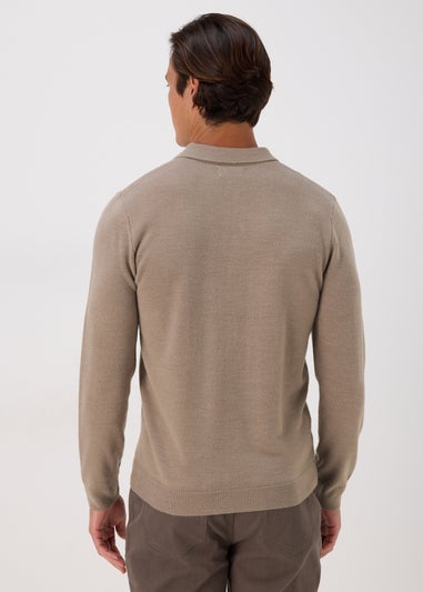 Taupe Knitted Polo Shirt