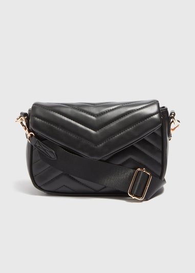 Black Chevron Cross Body Bag