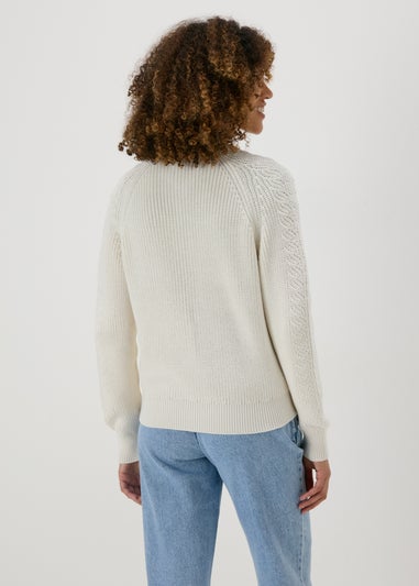 Cream Knitted Bomber Cardigan