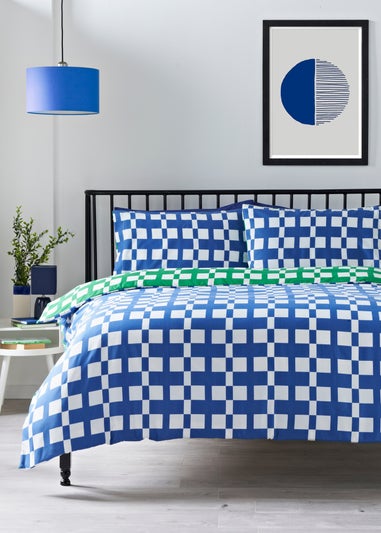 Blue Checkerboard Duvet Set