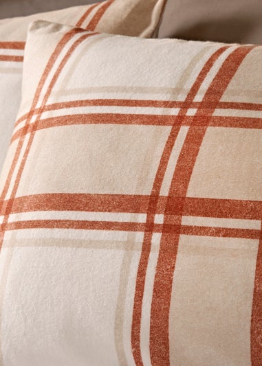 Orange Checked Brushed Duvet Set