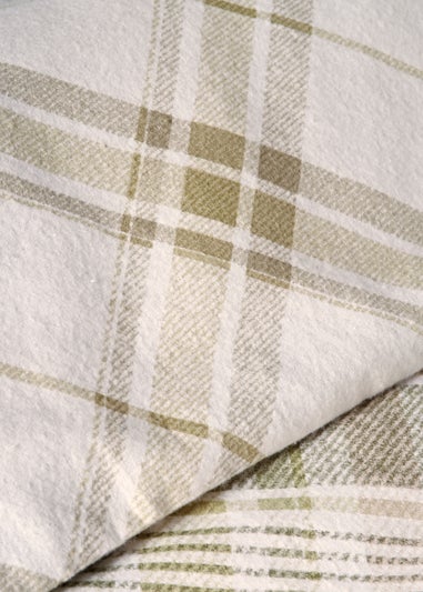 Green Checked Brushed Cotton Duvet Set