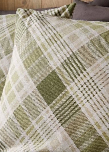 Green Checked Brushed Cotton Duvet Set